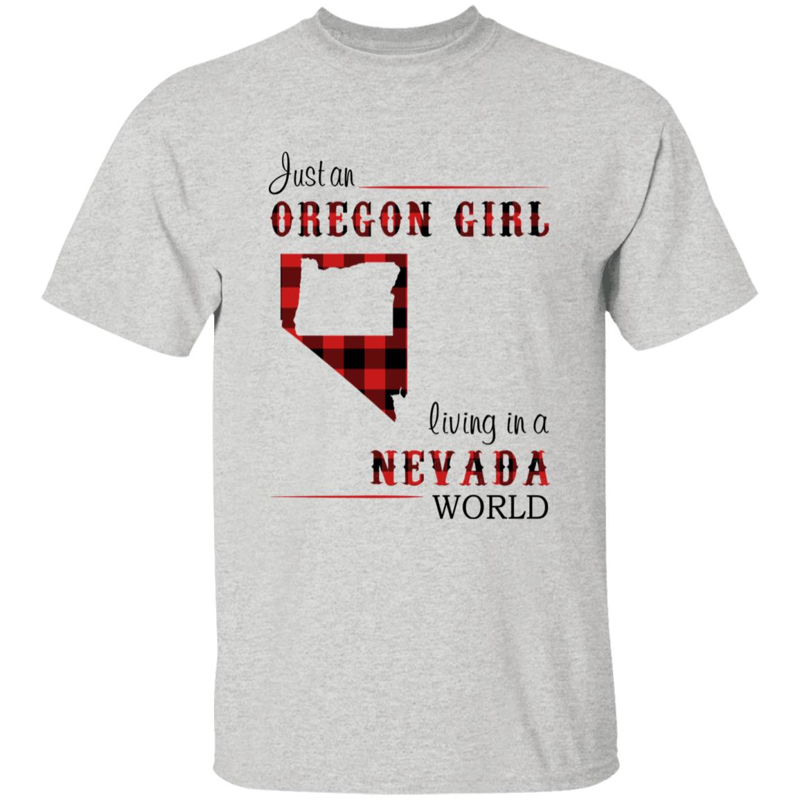 Just An Oregon Girl Living In A Nevada World T-shirt - T-shirt Born Live Plaid Red Teezalo
