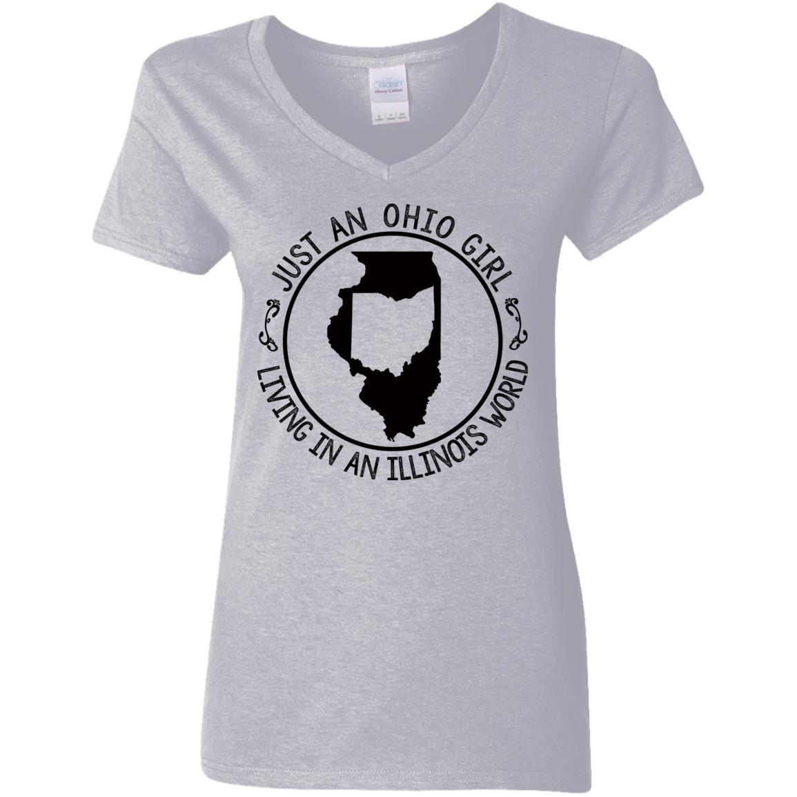 Just An Ohio Girl Living In An Illinois World T-Shirt - T-shirt Teezalo