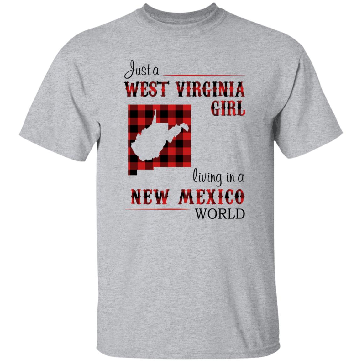 Just A West Virginia Girl Living In A New Mexico World T-shirt - T-shirt Born Live Plaid Red Teezalo