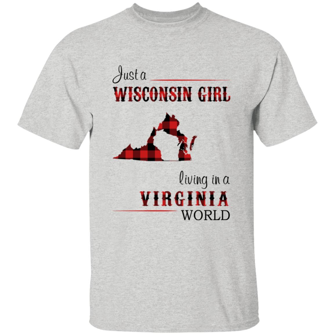 Just A Wisconsin Girl Living In A Virginia World T-shirt - T-shirt Born Live Plaid Red Teezalo