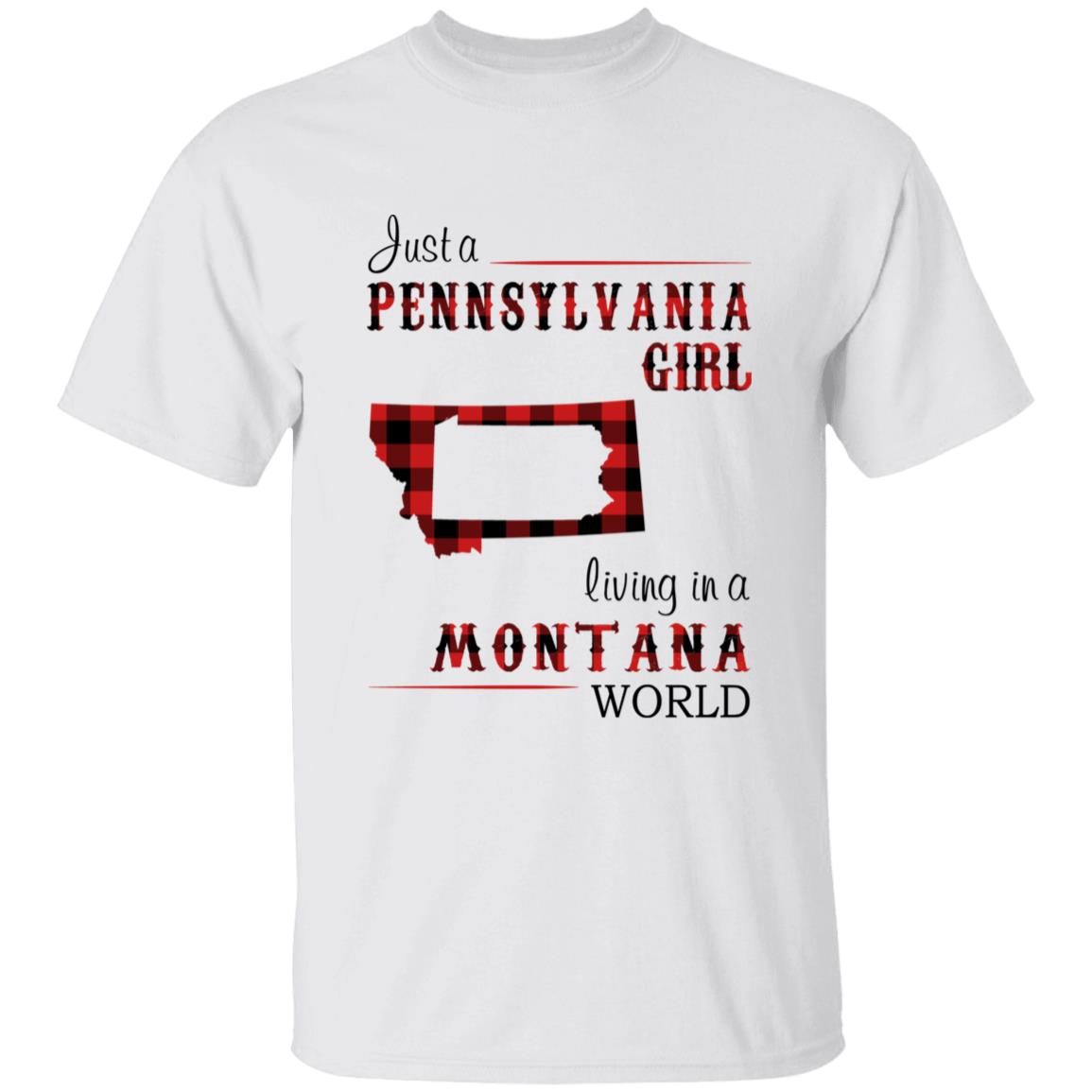 Just A Pennsylvania Girl Living In A Montana World T-shirt - T-shirt Born Live Plaid Red Teezalo