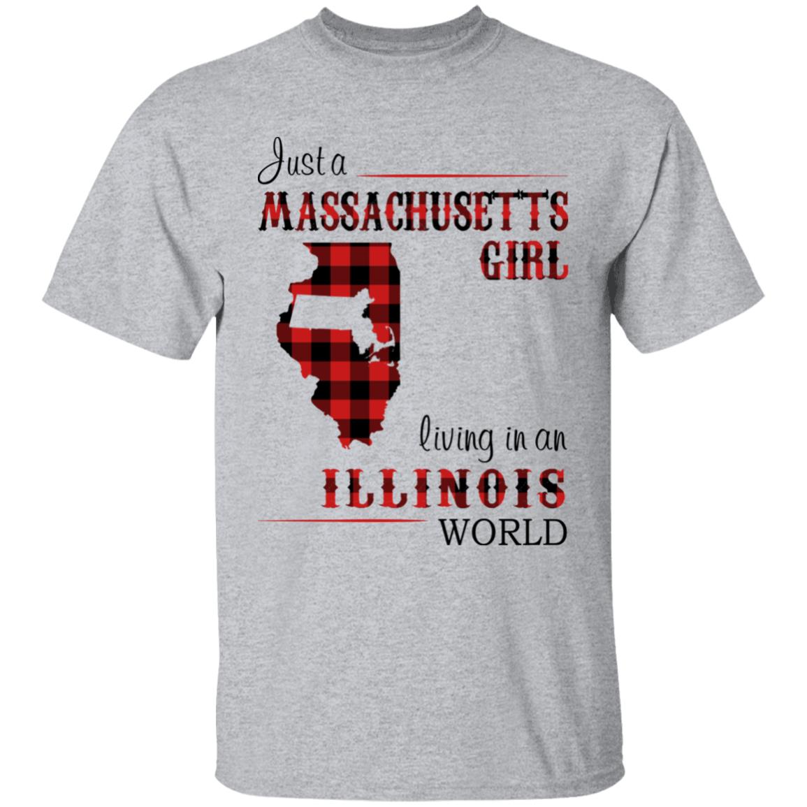 Just A Massachusetts Girl Living In An Illinois World T-shirt - T-shirt Born Live Plaid Red Teezalo