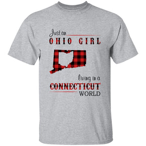 Just An Ohio Girl Living In A Connecticut World T-shirt - T-shirt Born Live Plaid Red Teezalo