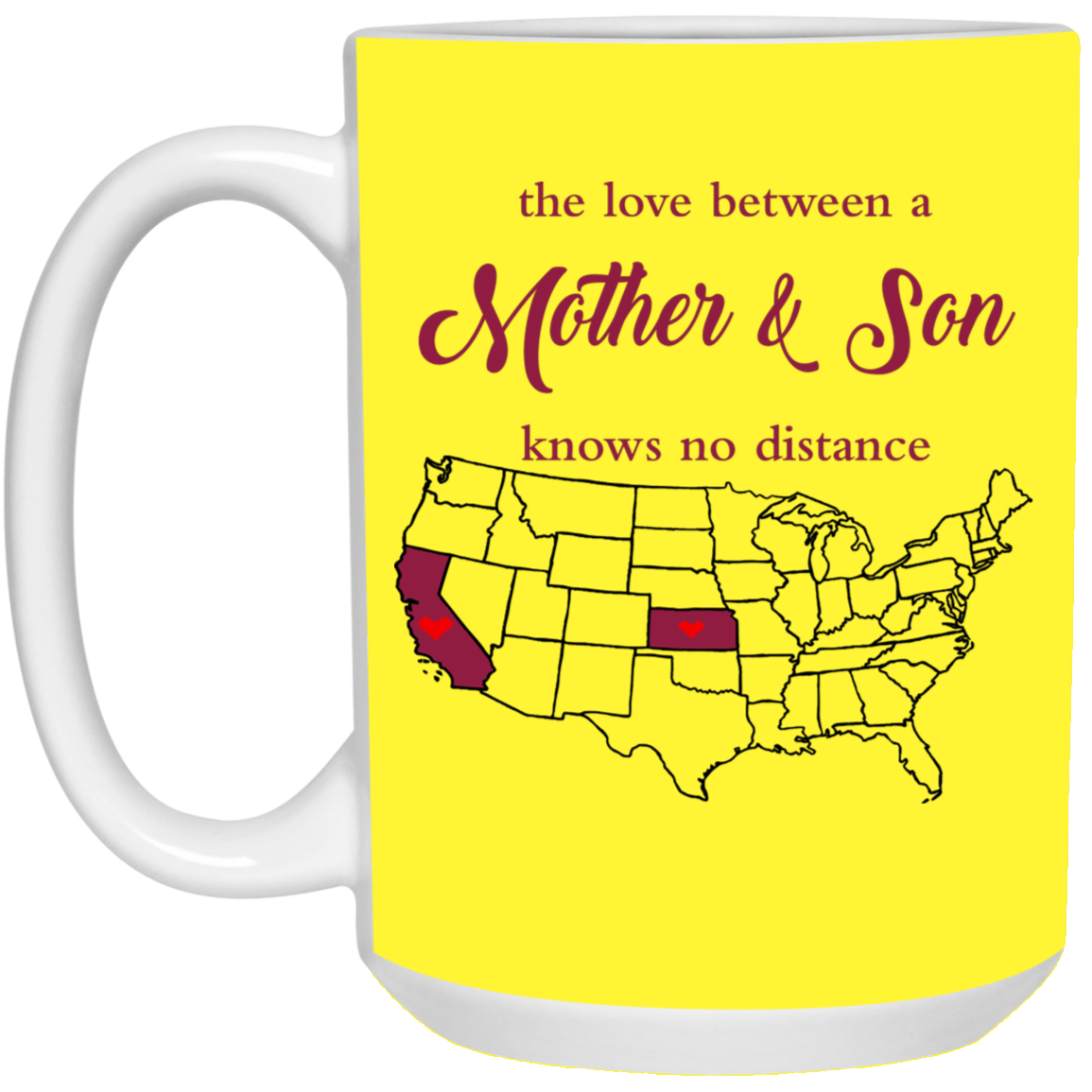 Kansas California The Love Between Mother And Son Mug - Mug Teezalo