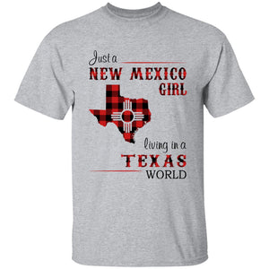 Just A New Mexico Girl Living In A Texas World T-shirt - T-shirt Born Live Plaid Red Teezalo