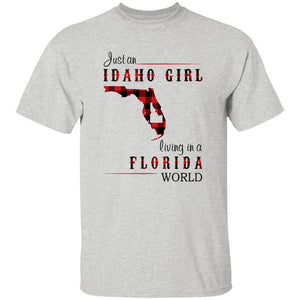 Just An Idaho Girl Living In A Florida World T-shirt - T-shirt Born Live Plaid Red Teezalo