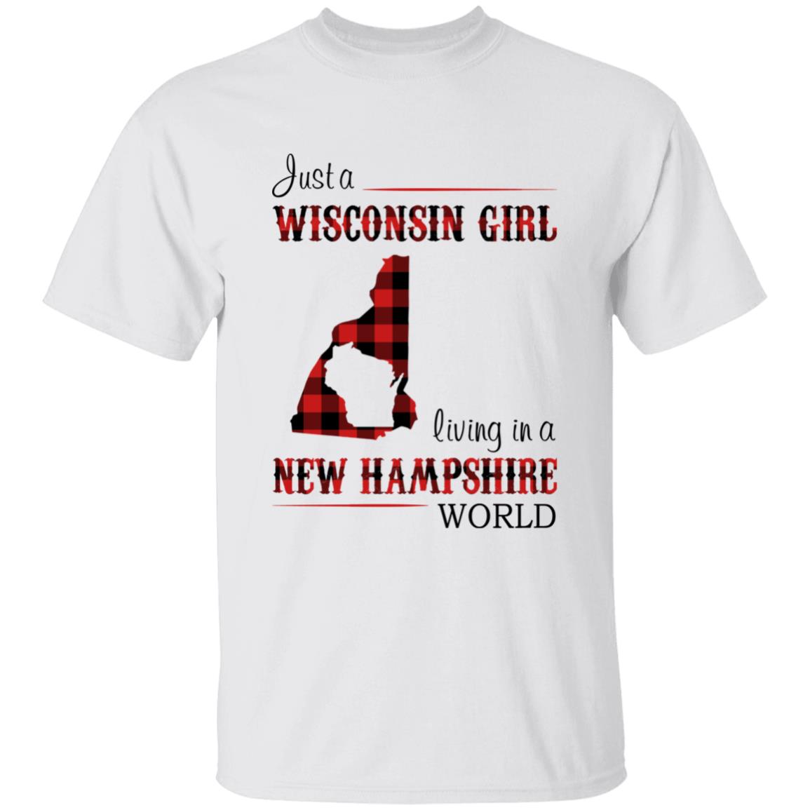 Just A Wisconsin Girl Living In A New Hampshire World T-shirt - T-shirt Born Live Plaid Red Teezalo
