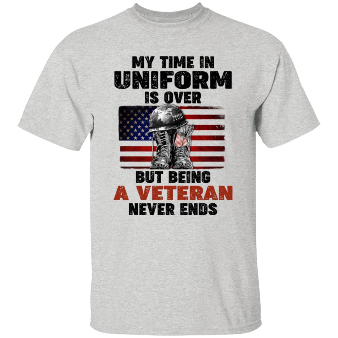 Veteran Shirt, My Time In Uniform Is Over But Being A Veteran Never Ends - T-shirt Veteran Teezalo