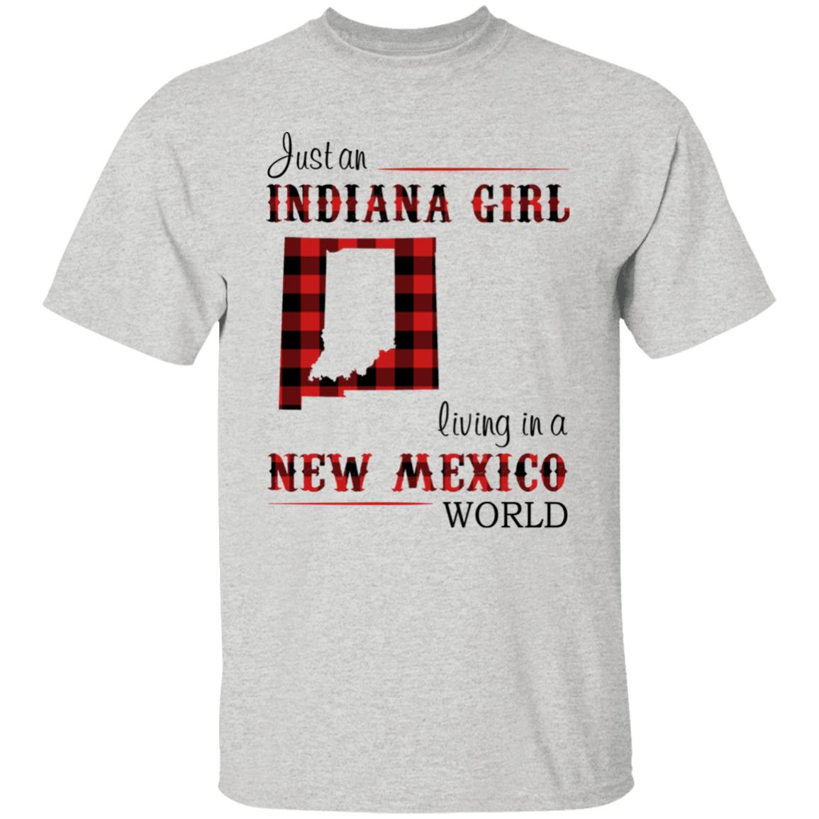 Just An Indiana Girl Living In A New Mexico World T-Shirt - T-shirt Born Live Plaid Red Teezalo