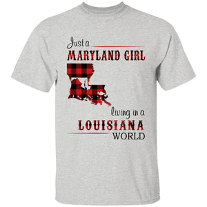 Just A Maryland Girl Living In A Louisiana World T-shirt - T-shirt Born Live Plaid Red Teezalo