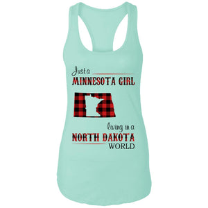 Just A Minnesota Girl Living In A North Dakota World T Shirt - T-shirt Teezalo
