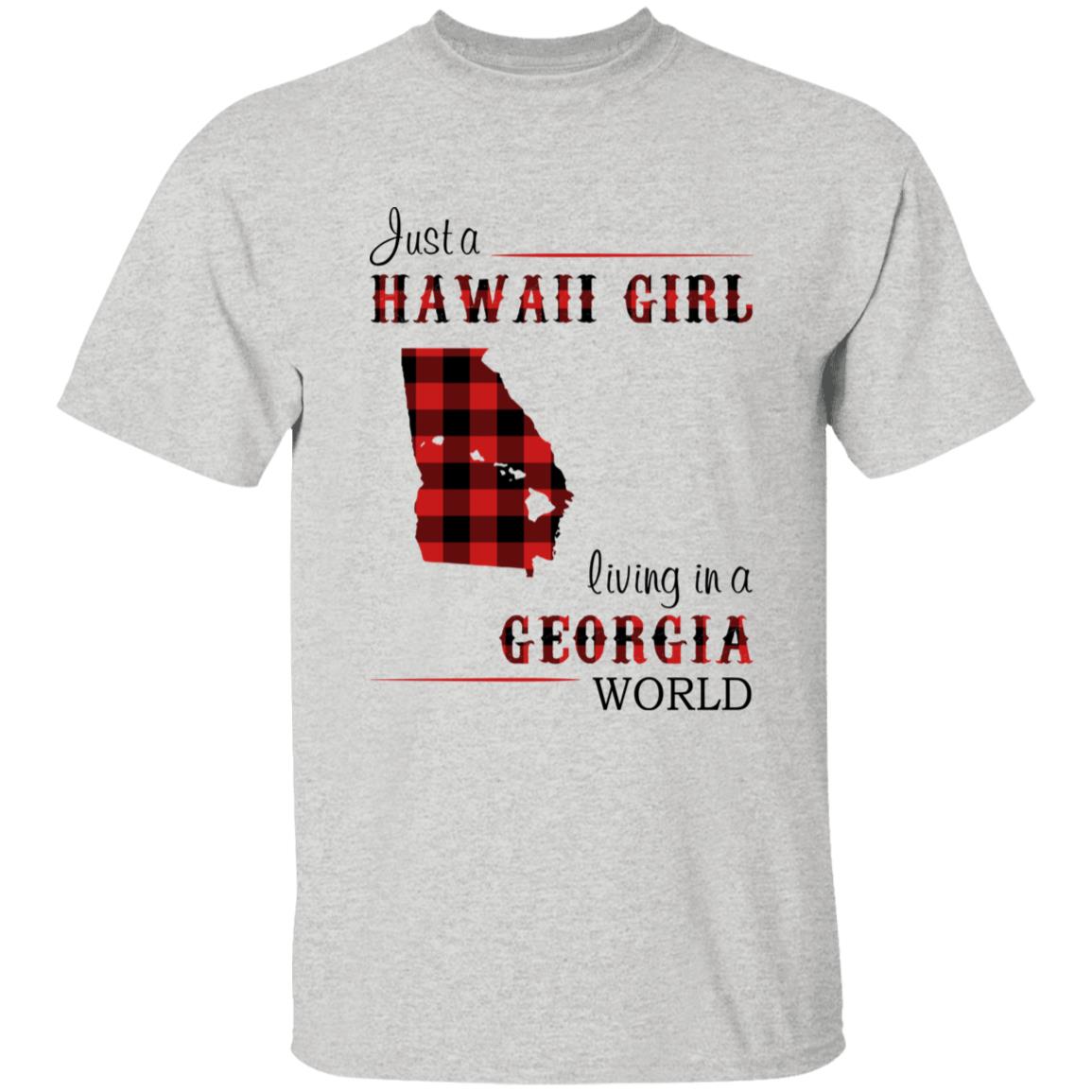 Just A Hawaii Girl Living In A Georgia World T-shirt - T-shirt Born Live Plaid Red Teezalo