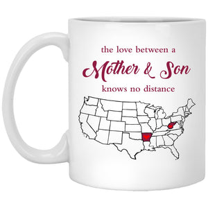 West Virginia Arkansas The Love Between Mother And Son Mug - Mug Teezalo