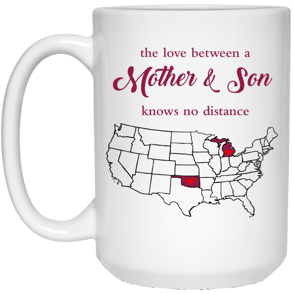 Oklahoma Michigan The Love Between Mother And Son Mug - Mug Teezalo