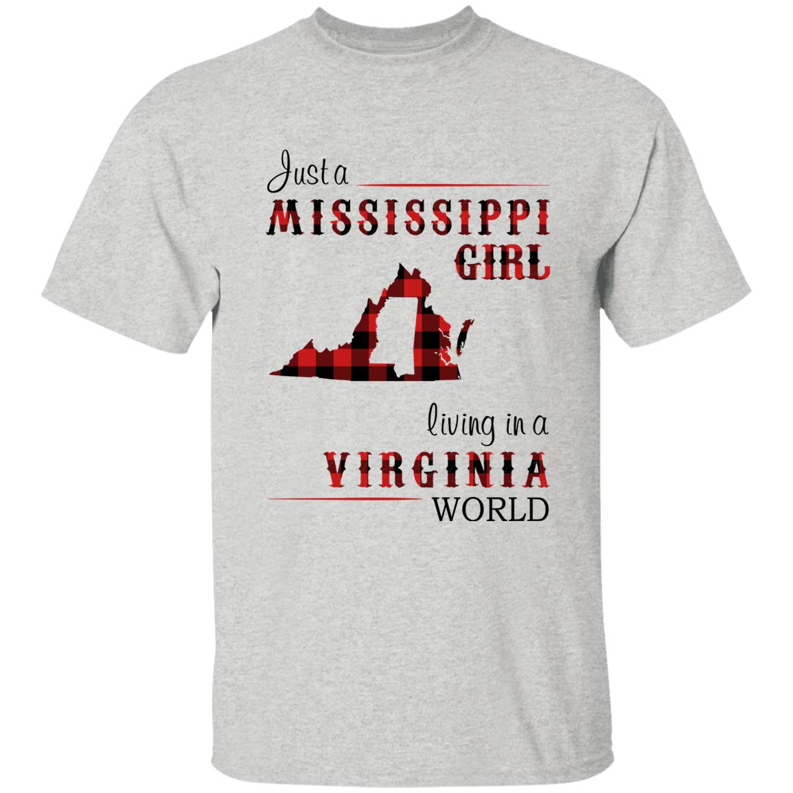 Just A Mississippi Girl Living In A Virginia World T-shirt - T-shirt Born Live Plaid Red Teezalo