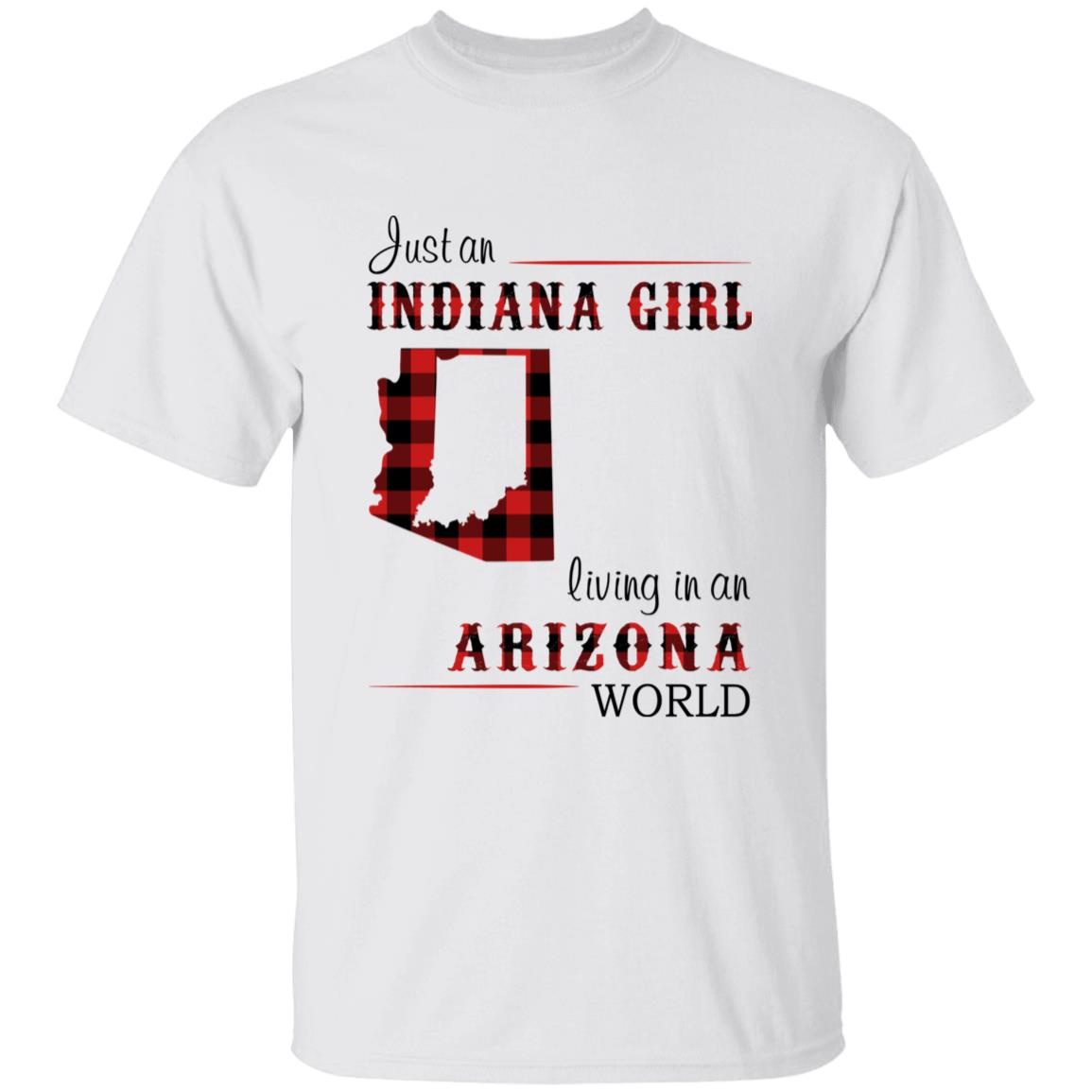 Just An Indiana Girl Living In An Arizona World T-shirt - T-shirt Born Live Plaid Red Teezalo