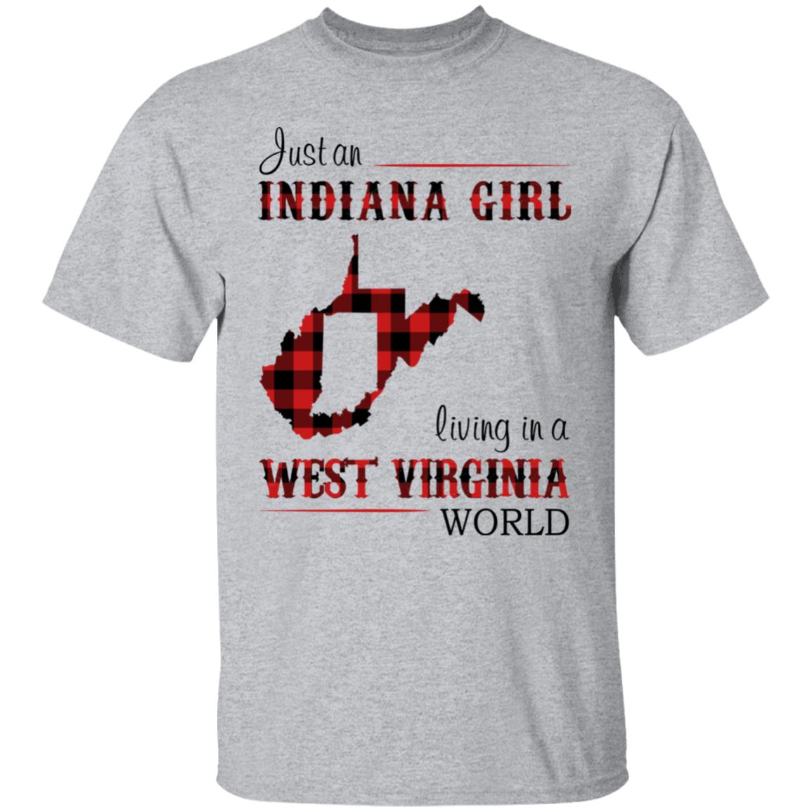 Just An Indiana Girl Living In A West Virginia World T-Shirt - T-shirt Born Live Plaid Red Teezalo