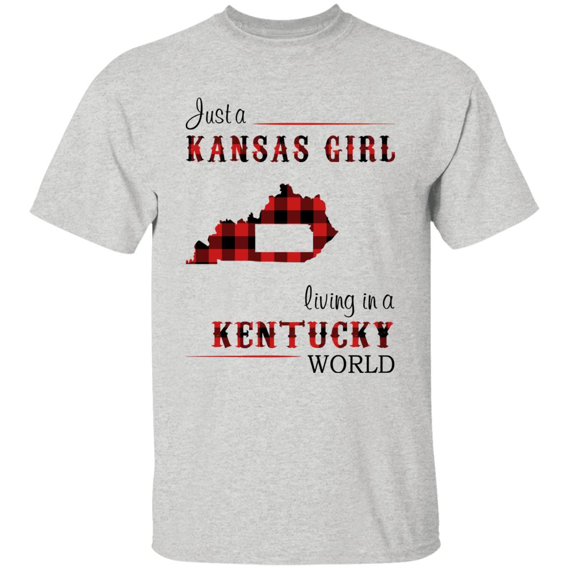 Just A Kansas Girl Living In A Kentucky World T-shirt - T-shirt Born Live Plaid Red Teezalo