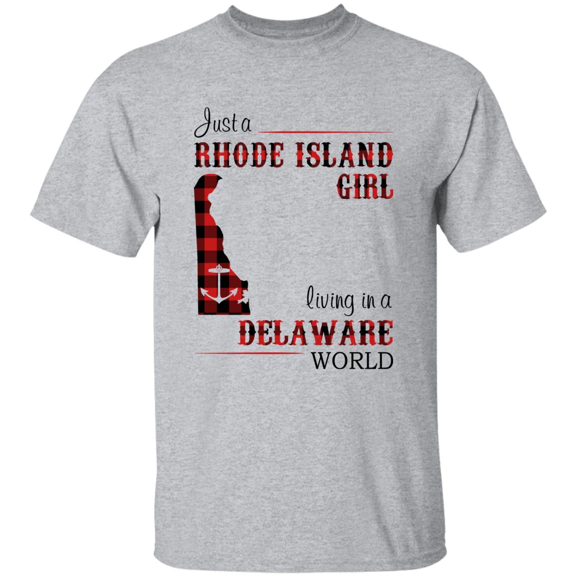 Just A Rhode Island Girl Living In A Delaware World T-shirt - T-shirt Born Live Plaid Red Teezalo
