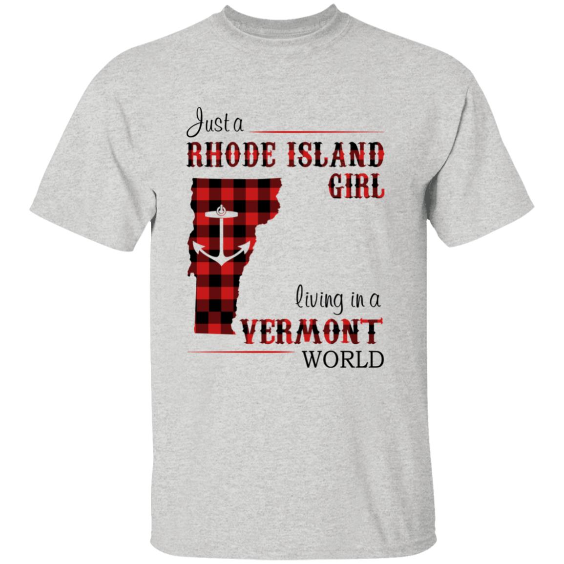 Just A Rhode Island Girl Living In A Vermont World T-shirt - T-shirt Born Live Plaid Red Teezalo