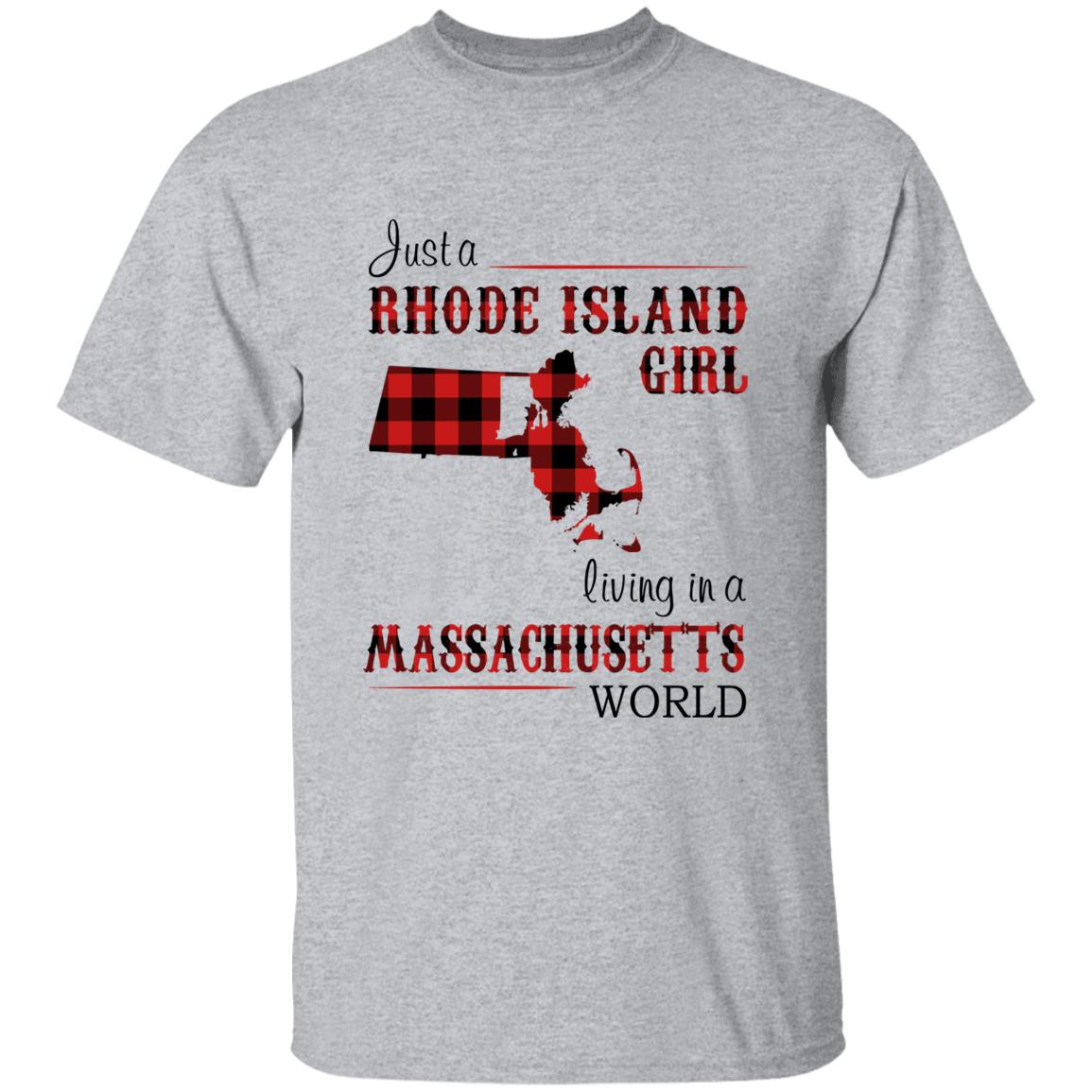 Just A Rhode Island  Girl Living In A Massachusetts World T-shirt - T-shirt Born Live Plaid Red Teezalo