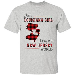 Just A Louisiana Girl Living In A New Jersey World T-shirt - T-shirt Born Live Plaid Red Teezalo