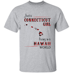 Just A Connecticut Girl Living In A Hawaii World T-shirt - T-shirt Born Live Plaid Red Teezalo