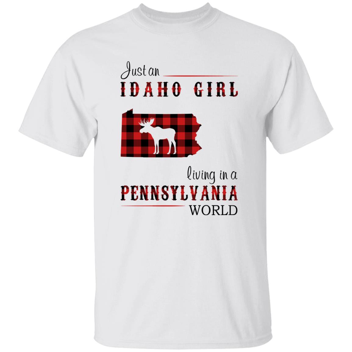 Just An Idaho Girl Living In A Pennsylvania World T-shirt - T-shirt Born Live Plaid Red Teezalo