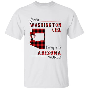 Just A Washington Girl Living In An Arizona World T-shirt - T-shirt Born Live Plaid Red Teezalo