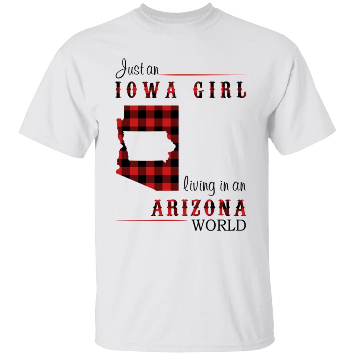Just An Iowa Girl Living In An Arizona World T-shirt - T-shirt Born Live Plaid Red Teezalo
