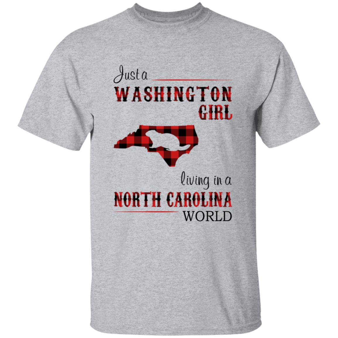 Just A Washington Girl Living In A North Carolina World T-shirt - T-shirt Born Live Plaid Red Teezalo