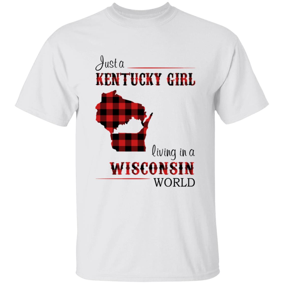 Just A Kentucky Girl Living In A Wisconsin World T-shirt - T-shirt Born Live Plaid Red Teezalo
