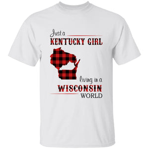 Just A Kentucky Girl Living In A Wisconsin World T-shirt - T-shirt Born Live Plaid Red Teezalo