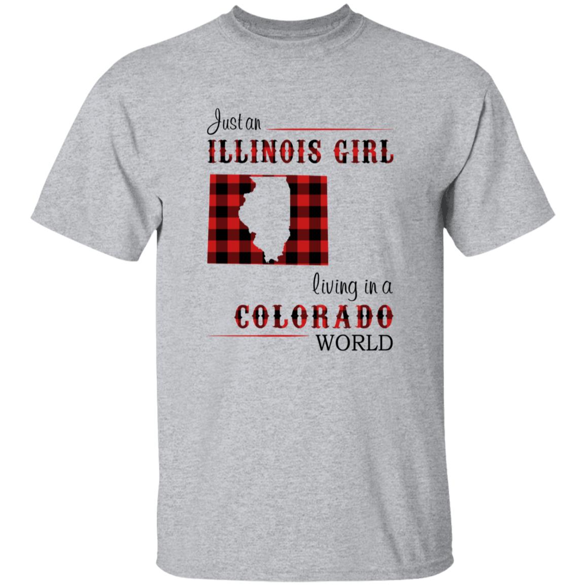 Just An Illinois Girl Living In A Colorado World T-shirt - T-shirt Born Live Plaid Red Teezalo