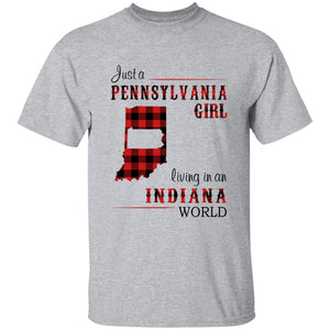 Just A Pennsylvania Girl Living In An Indiana World T-shirt - T-shirt Born Live Plaid Red Teezalo