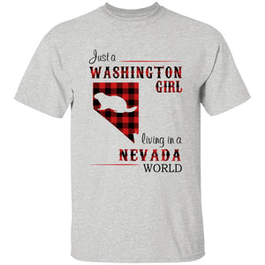 Just A Washington Girl Living In A Nevada World T-shirt - T-shirt Born Live Plaid Red Teezalo
