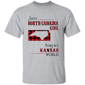 Just A North Carolina Girl Living In A Kansas World T-shirt - T-shirt Born Live Plaid Red Teezalo