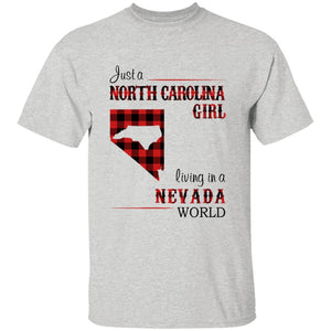 Just A North Carolina Girl Living In A Nevada World T-shirt - T-shirt Born Live Plaid Red Teezalo