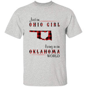 Just An Ohio Girl Living In An Oklahoma World T-shirt - T-shirt Born Live Plaid Red Teezalo