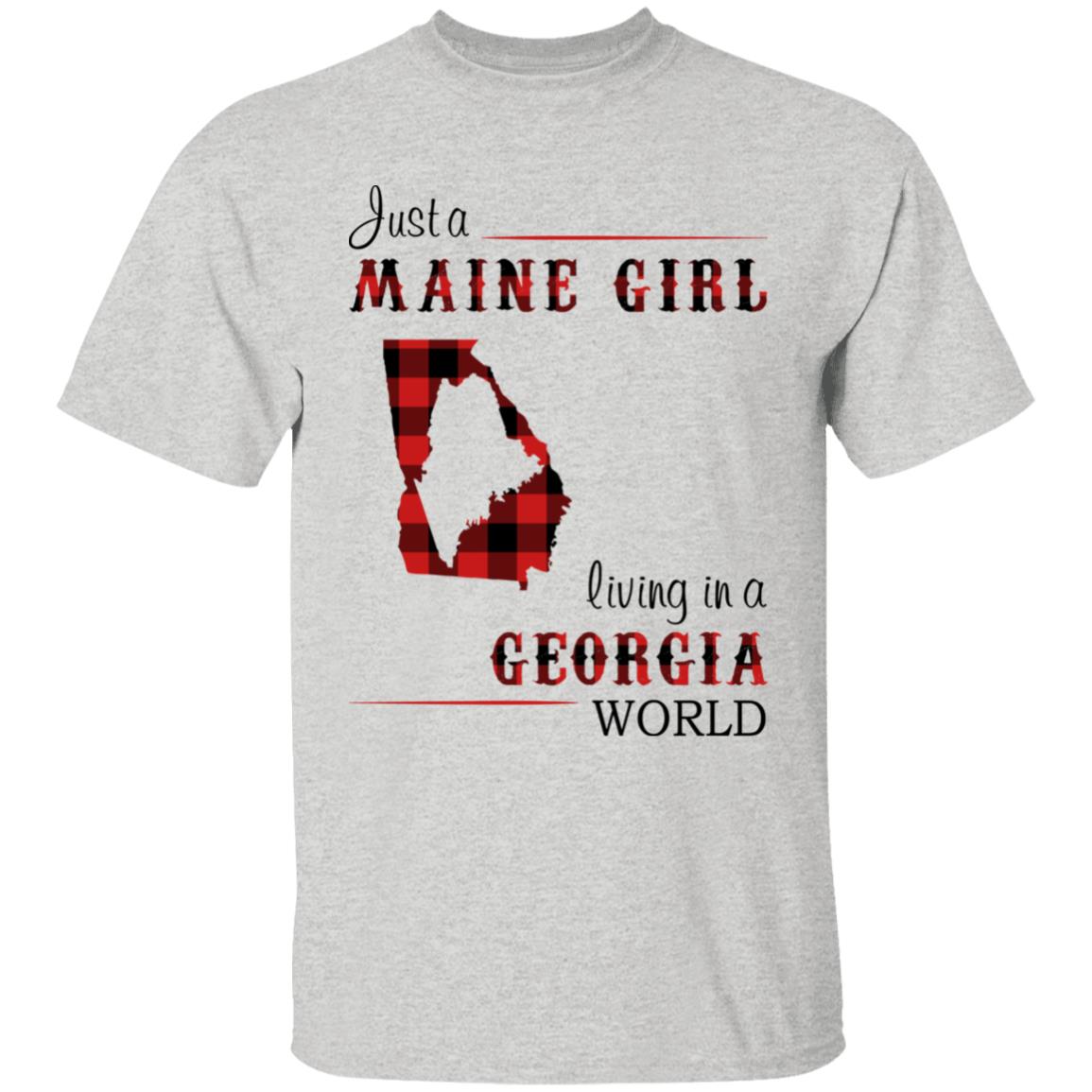 Just A Maine Girl Living In A Georgia World T-shirt - T-shirt Born Live Plaid Red Teezalo