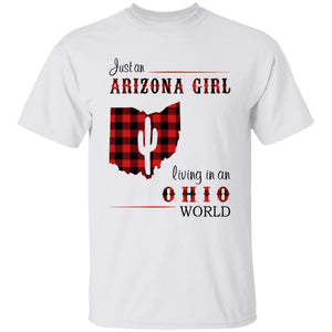 Just An Arizona Girl Living In An Ohio World T-shirt - T-shirt Born Live Plaid Red Teezalo