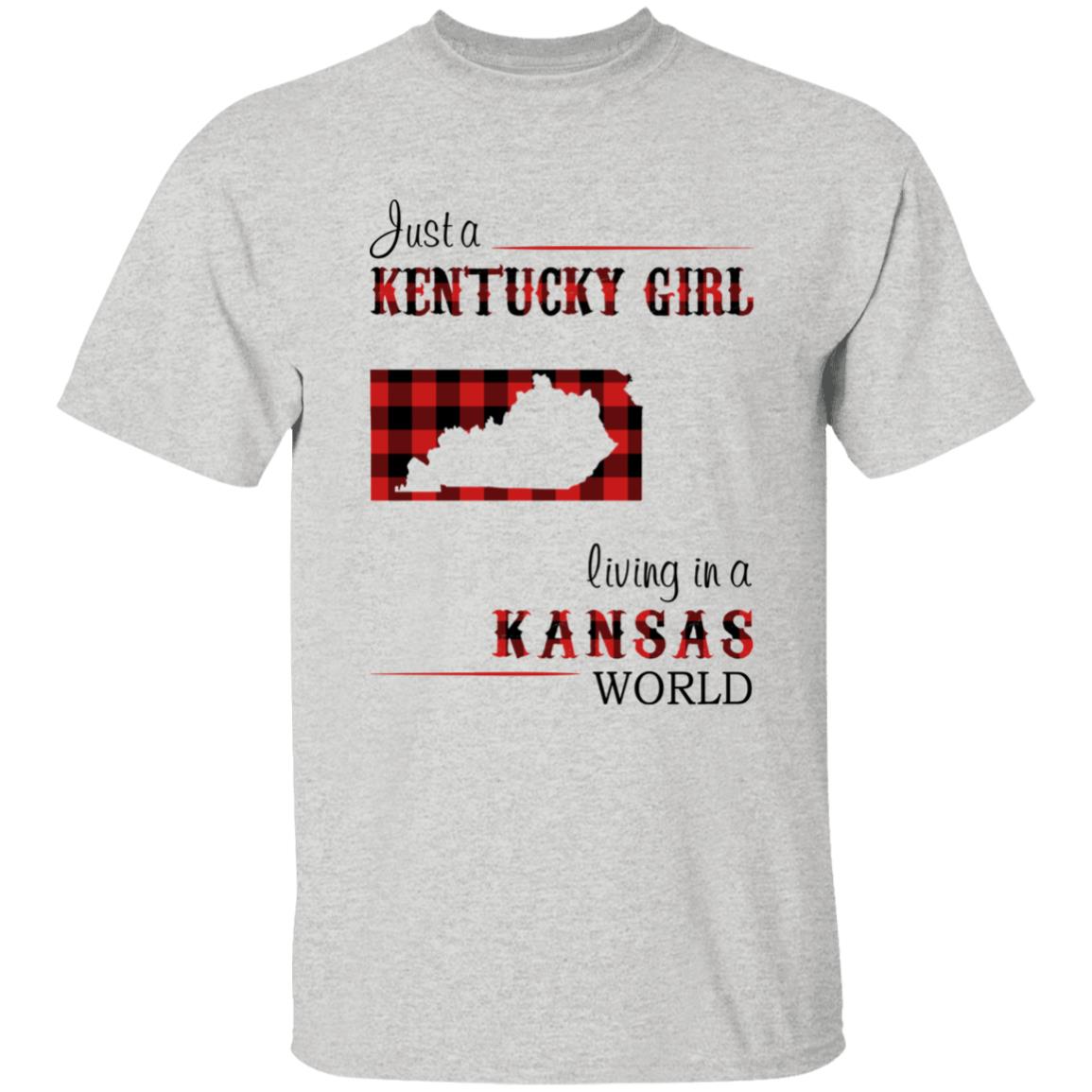 Just A Kentucky Girl Living In A Kansas World T-shirt - T-shirt Born Live Plaid Red Teezalo