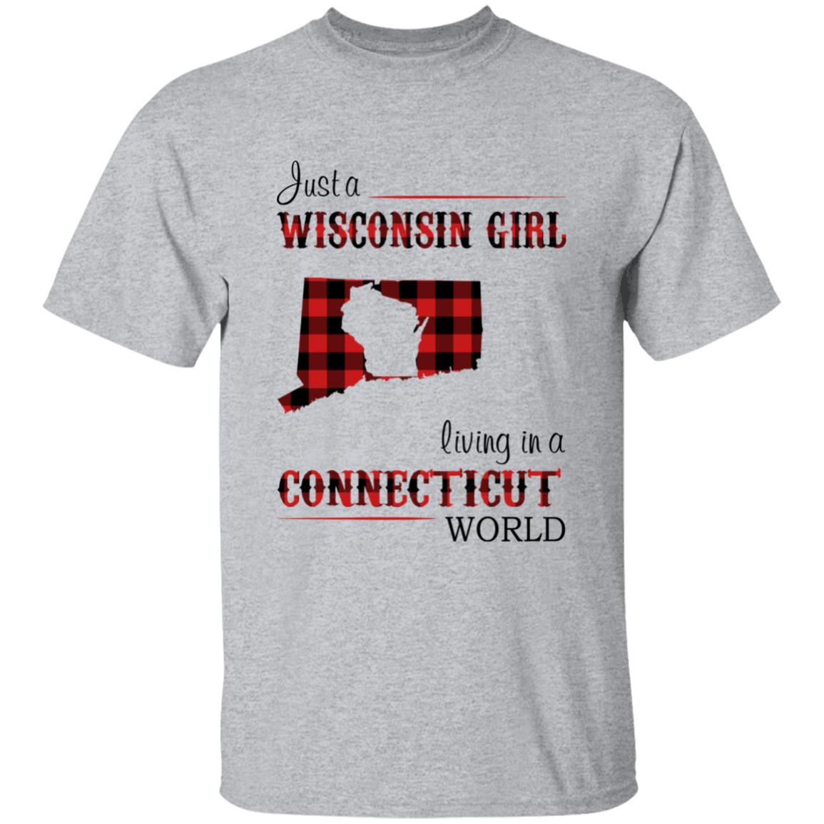 Just A Wisconsin Girl Living In A Connecticut World T-shirt - T-shirt Born Live Plaid Red Teezalo