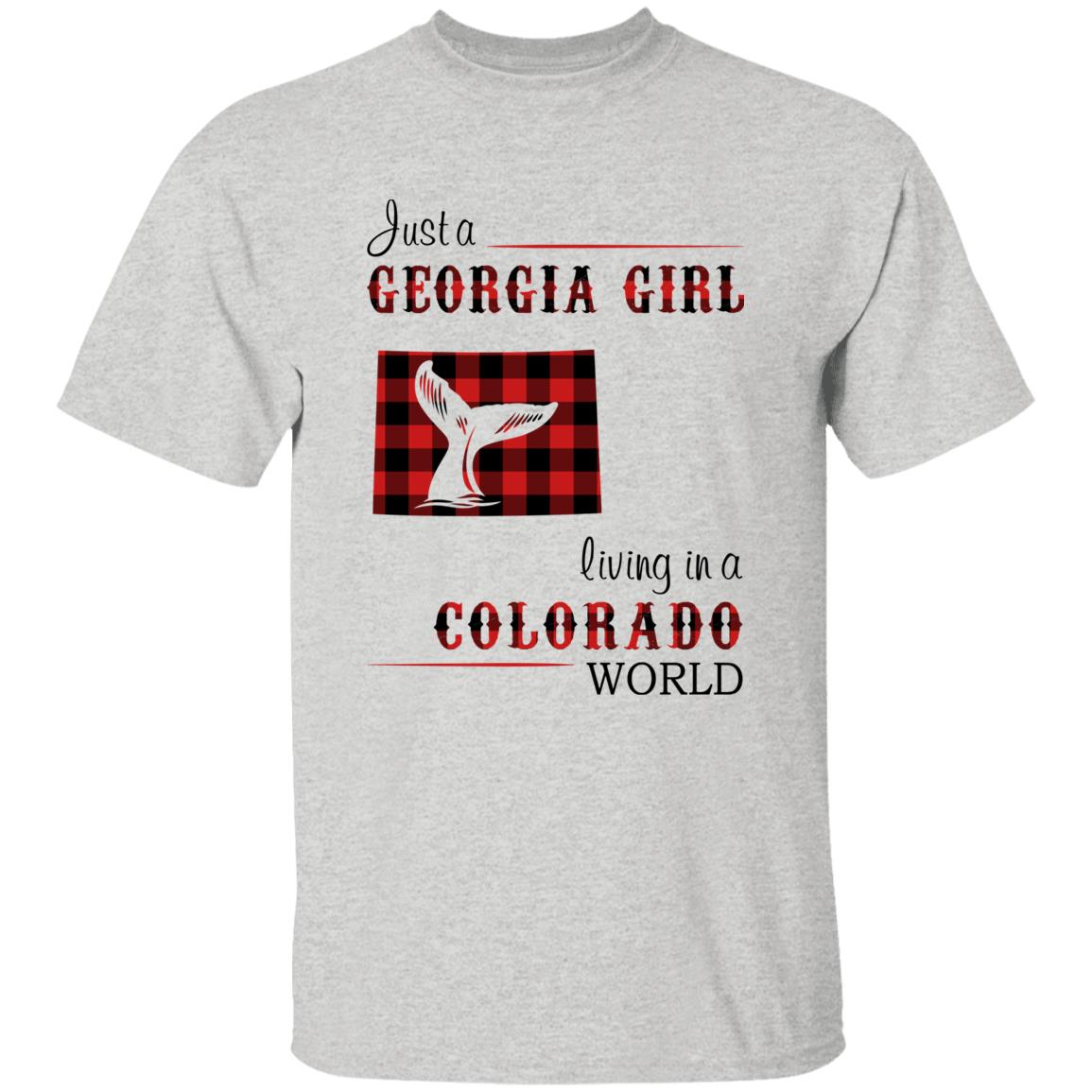 Just A Georgia Girl Living In A Colorado World T-shirt - T-shirt Born Live Plaid Red Teezalo
