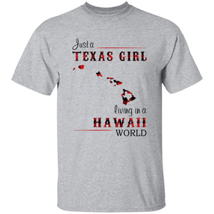Just A Texas Girl Living In A Hawaii World T-shirt - T-shirt Born Live Plaid Red Teezalo