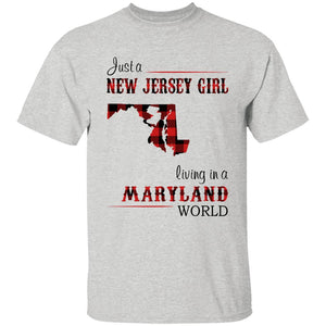 Just A New Jersey Girl Living In A Maryland World T-shirt - T-shirt Born Live Plaid Red Teezalo