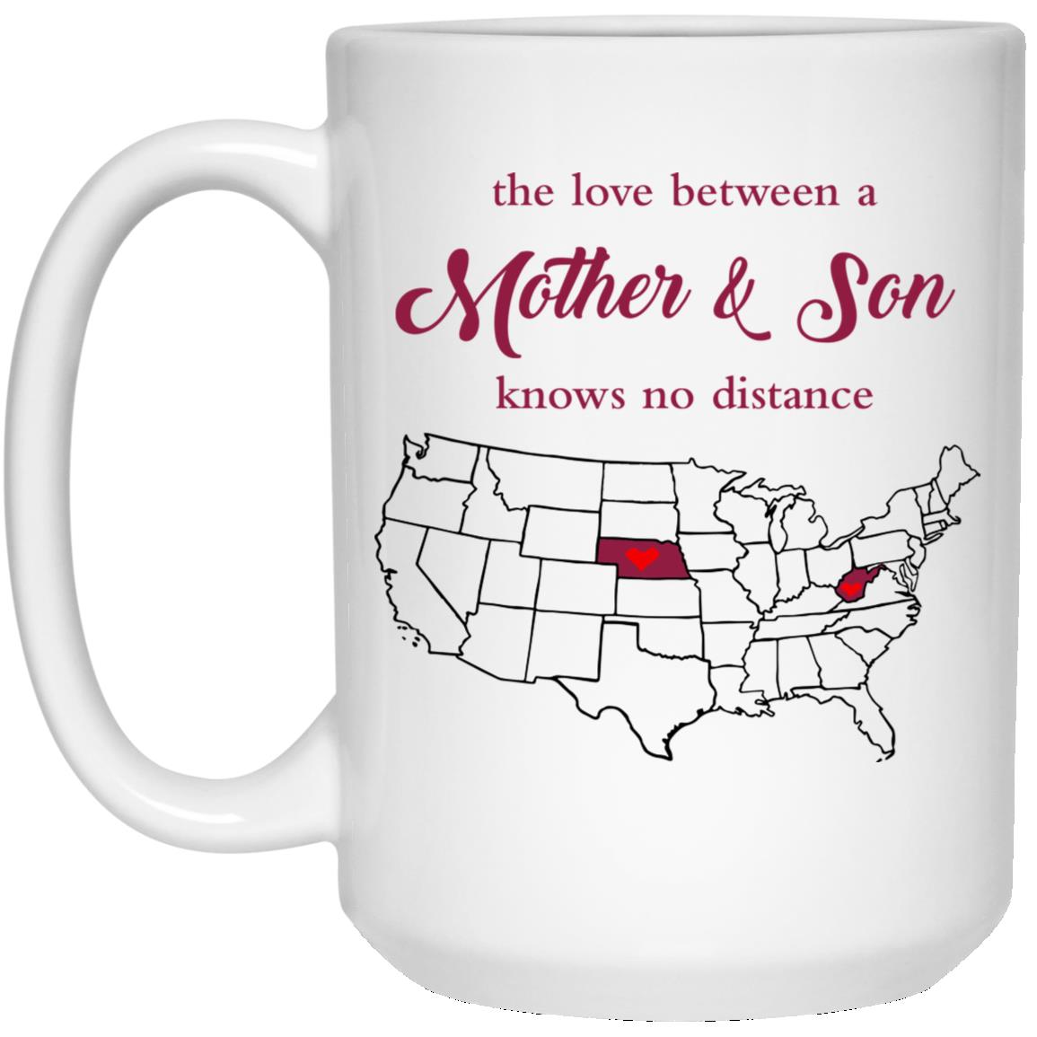 West Virginia Nebraska The Love Between Mother And Son Mug - Mug Teezalo