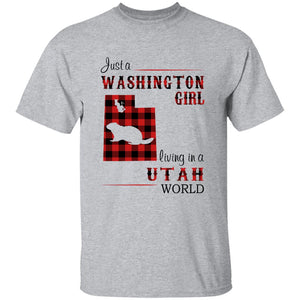 Just A Washington Girl Living In A Utah World T-shirt - T-shirt Born Live Plaid Red Teezalo