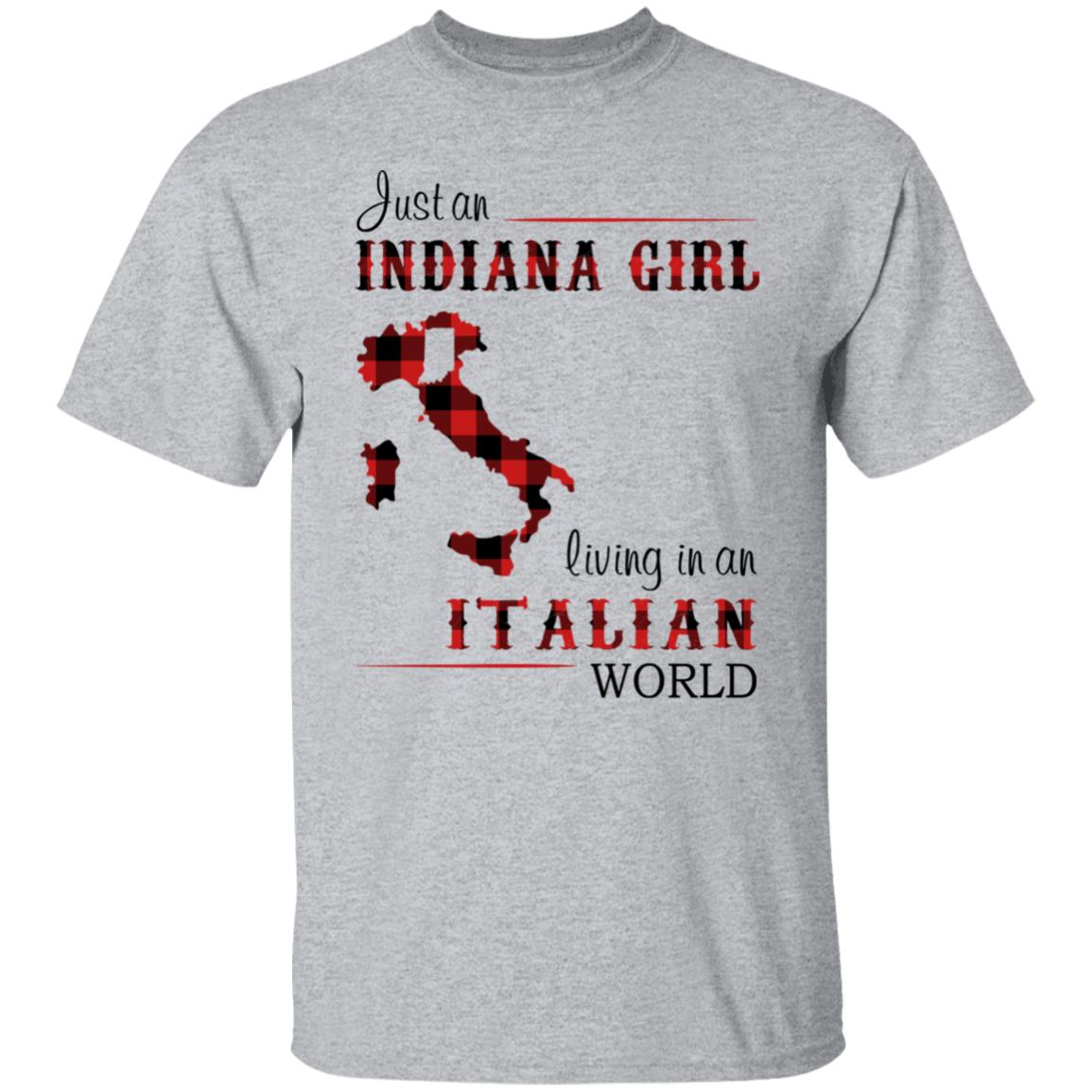 Just An Indiana Girl Living In An Italian World T- Shirt - T-shirt Born Live Plaid Red Teezalo