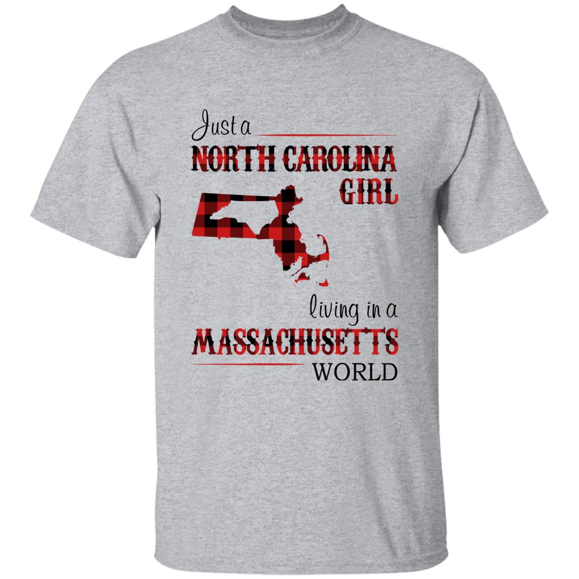 Just A North Carolina Girl Living In A Massachusetts World T-shirt - T-shirt Born Live Plaid Red Teezalo